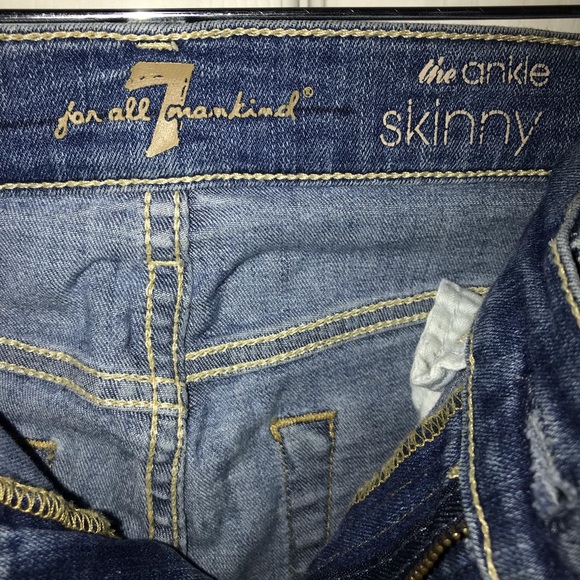 7 for All Mankind Distressed Skinny Jeans Size 27 - Picture 2 of 7